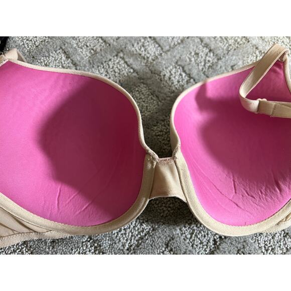 Victoria's Secret PINK Bra 34DD Wear Everywhere Push-up Padded Underwire Tan - Picture 3 of 7